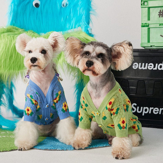 Pet Clothes Small Flower Dog Sweater Cardigan | Luxury Home Accessories | Heulog Glow