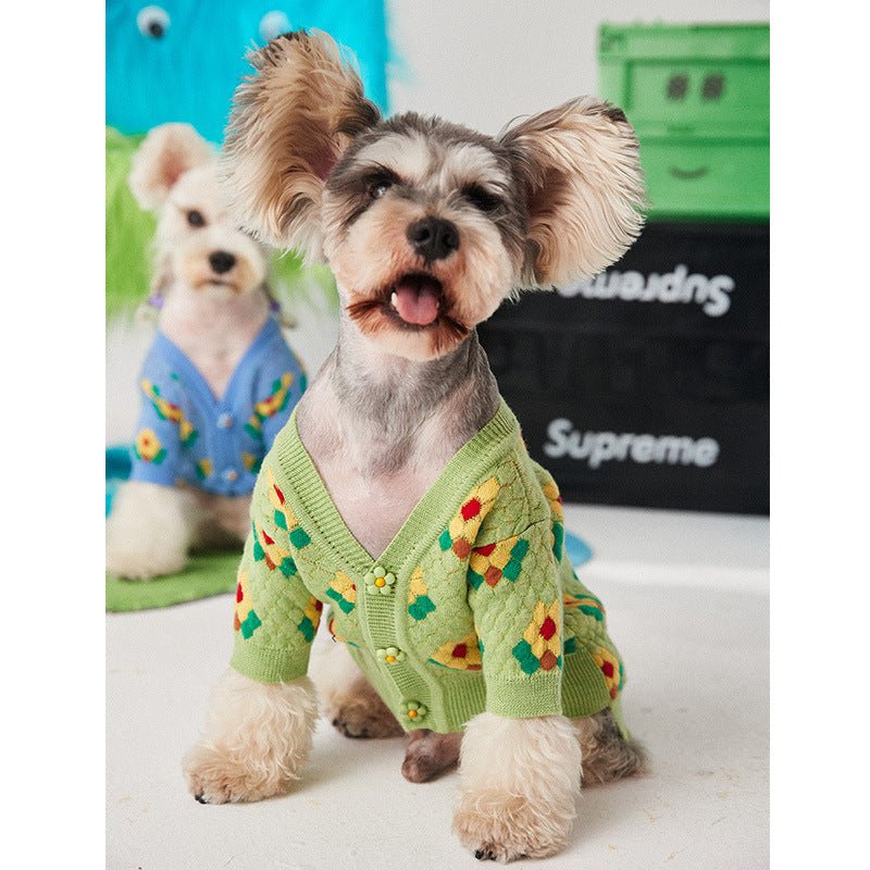 Pet Clothes Small Flower Dog Sweater Cardigan | Luxury Home Accessories | Heulog Glow