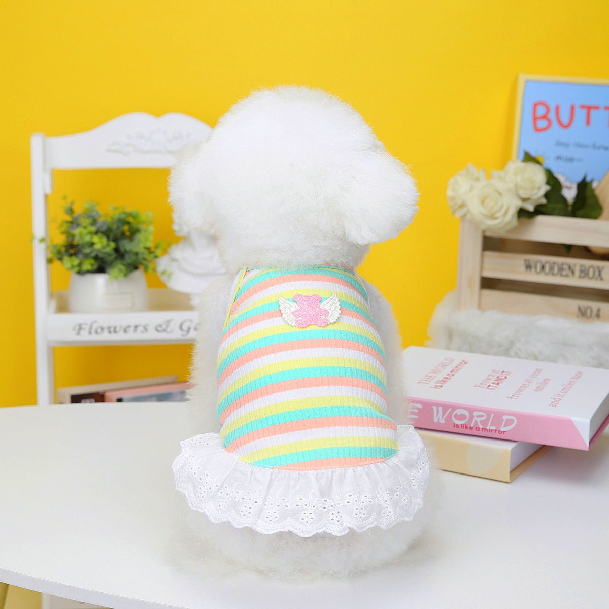 Pet Clothing Dog Color Stripes Wings Skirt | Luxury Home Accessories | Heulog Glow