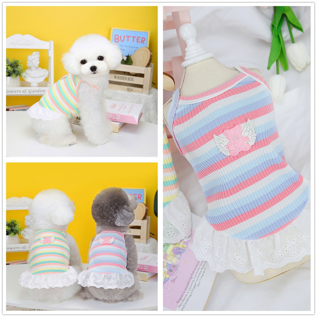 Pet Clothing Dog Color Stripes Wings Skirt | Luxury Home Accessories | Heulog Glow