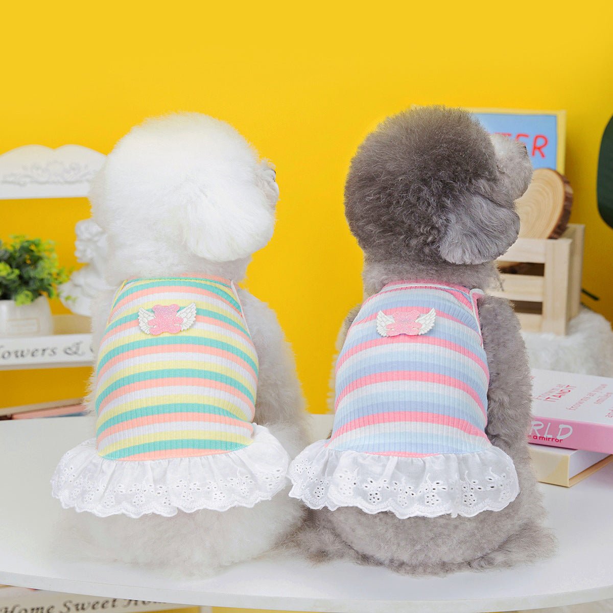 Pet Clothing Dog Color Stripes Wings Skirt | Luxury Home Accessories | Heulog Glow