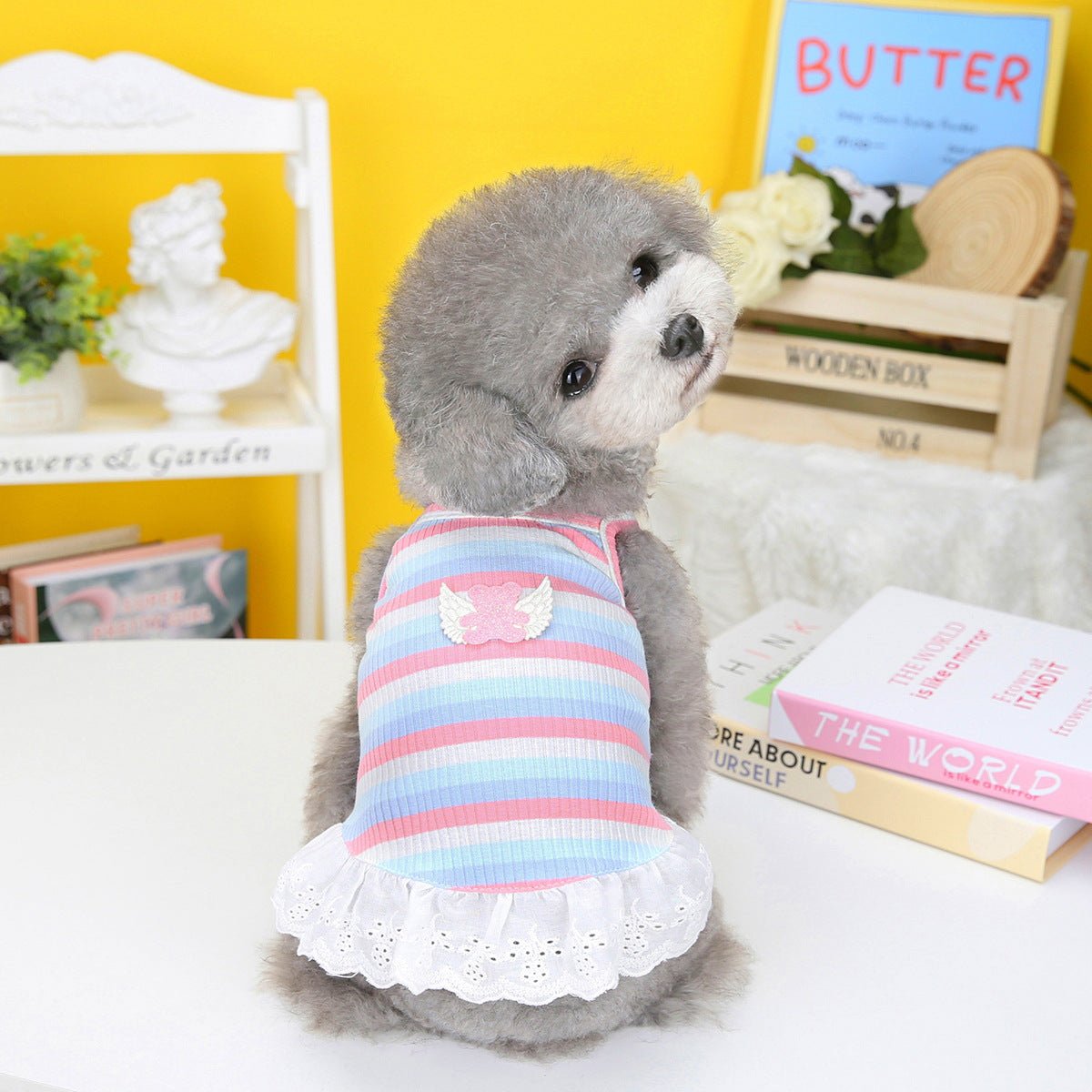 Pet Clothing Dog Color Stripes Wings Skirt | Luxury Home Accessories | Heulog Glow