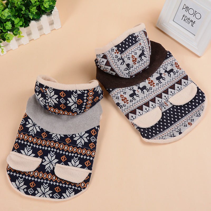 Pet Clothing Fawn Snowflake Hooded Cotton Coat | Luxury Home Accessories | Heulog Glow
