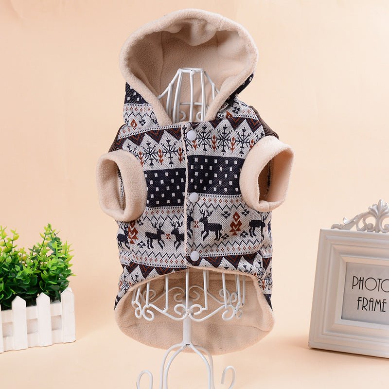 Pet Clothing Fawn Snowflake Hooded Cotton Coat | Luxury Home Accessories | Heulog Glow