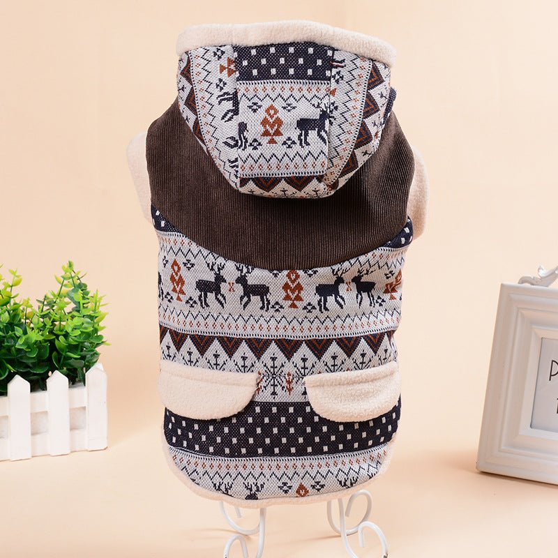 Pet Clothing Fawn Snowflake Hooded Cotton Coat | Luxury Home Accessories | Heulog Glow