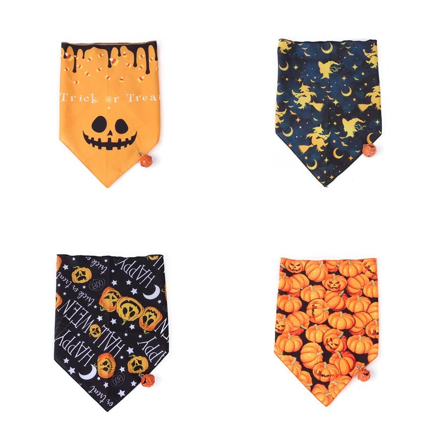 Pet Dog And Cat Halloween Print Triangle Saliva Towel | Luxury Home Accessories | Heulog Glow