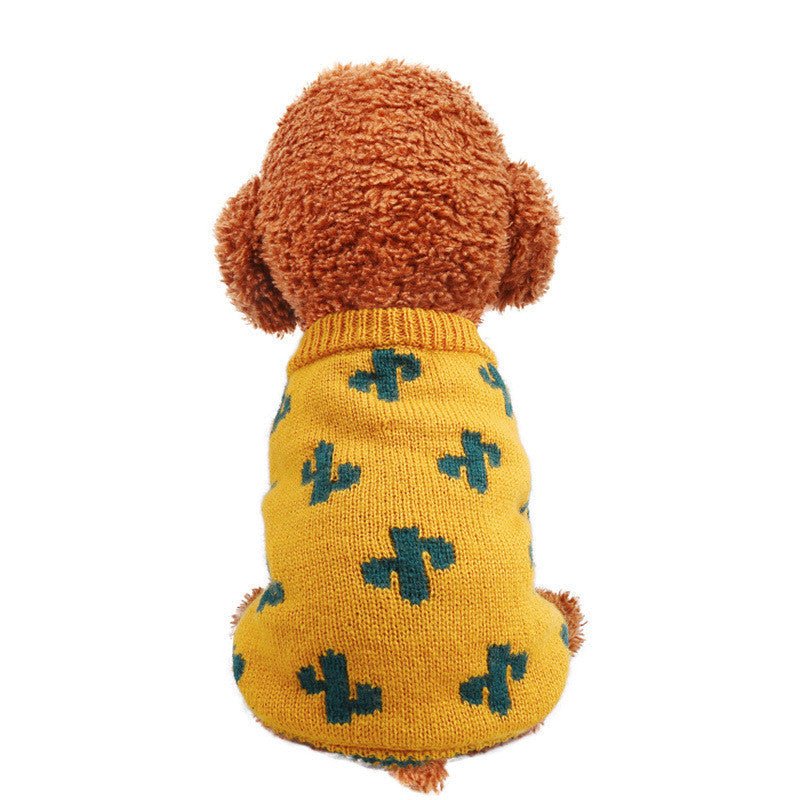 Pet Dog Cat Warm And Comfortable Turmeric Cactus Sweater | Luxury Home Accessories | Heulog Glow