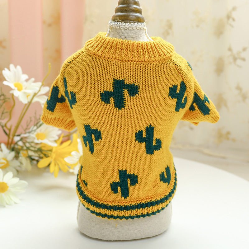 Pet Dog Cat Warm And Comfortable Turmeric Cactus Sweater | Luxury Home Accessories | Heulog Glow