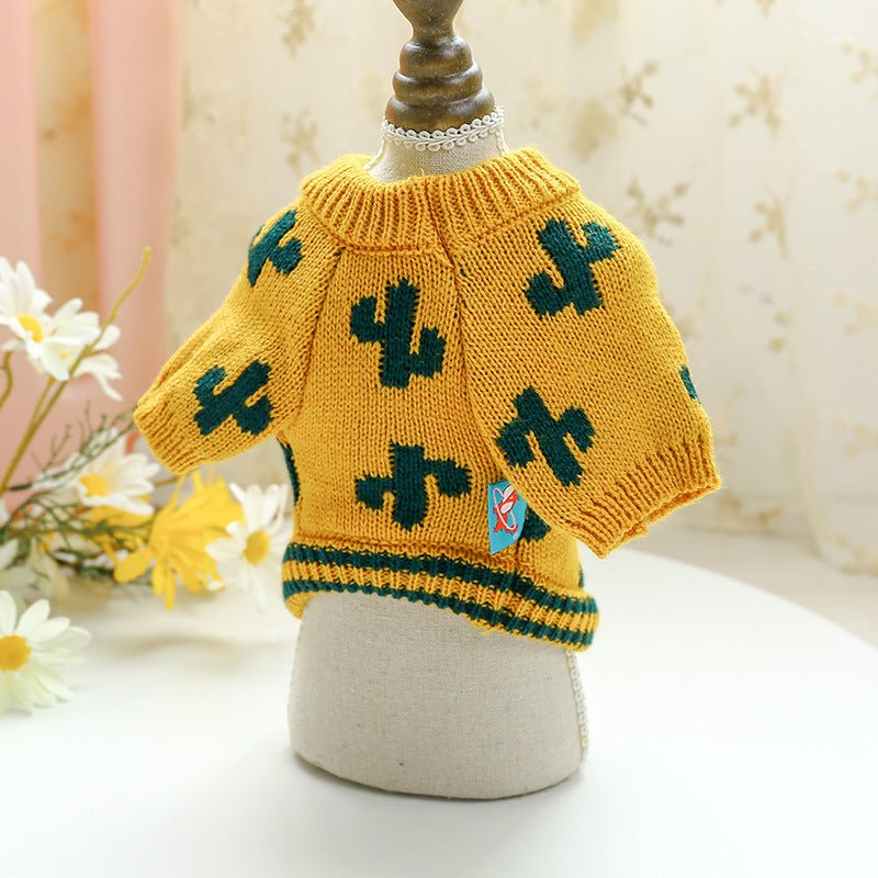 Pet Dog Cat Warm And Comfortable Turmeric Cactus Sweater | Luxury Home Accessories | Heulog Glow