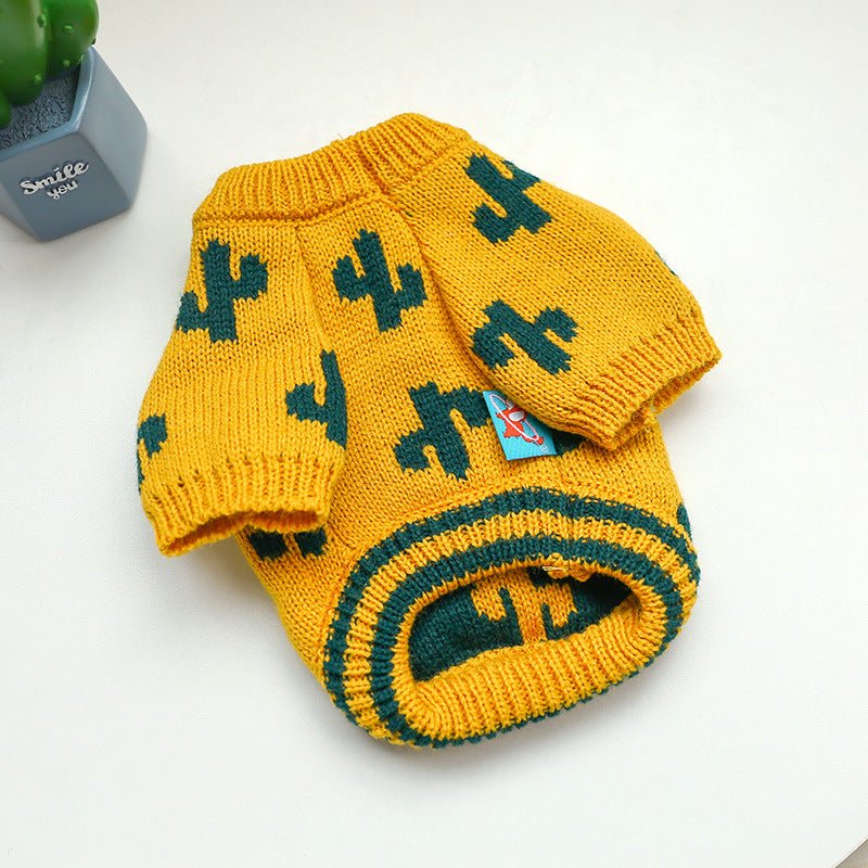 Pet Dog Cat Warm And Comfortable Turmeric Cactus Sweater | Luxury Home Accessories | Heulog Glow