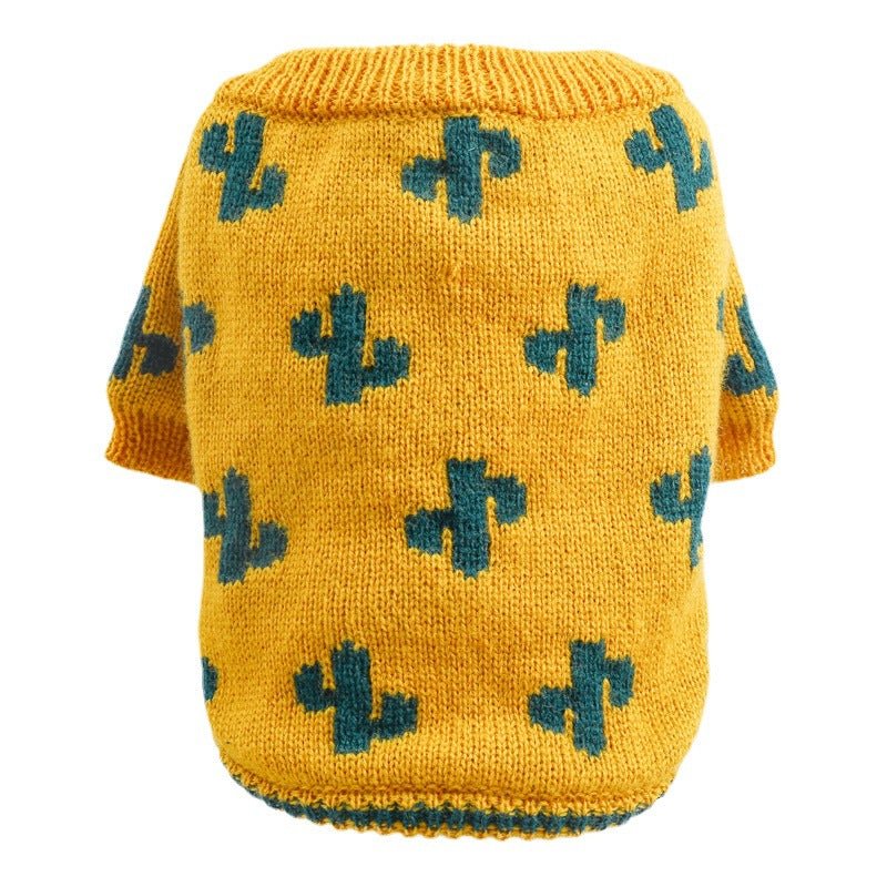 Pet Dog Cat Warm And Comfortable Turmeric Cactus Sweater | Luxury Home Accessories | Heulog Glow