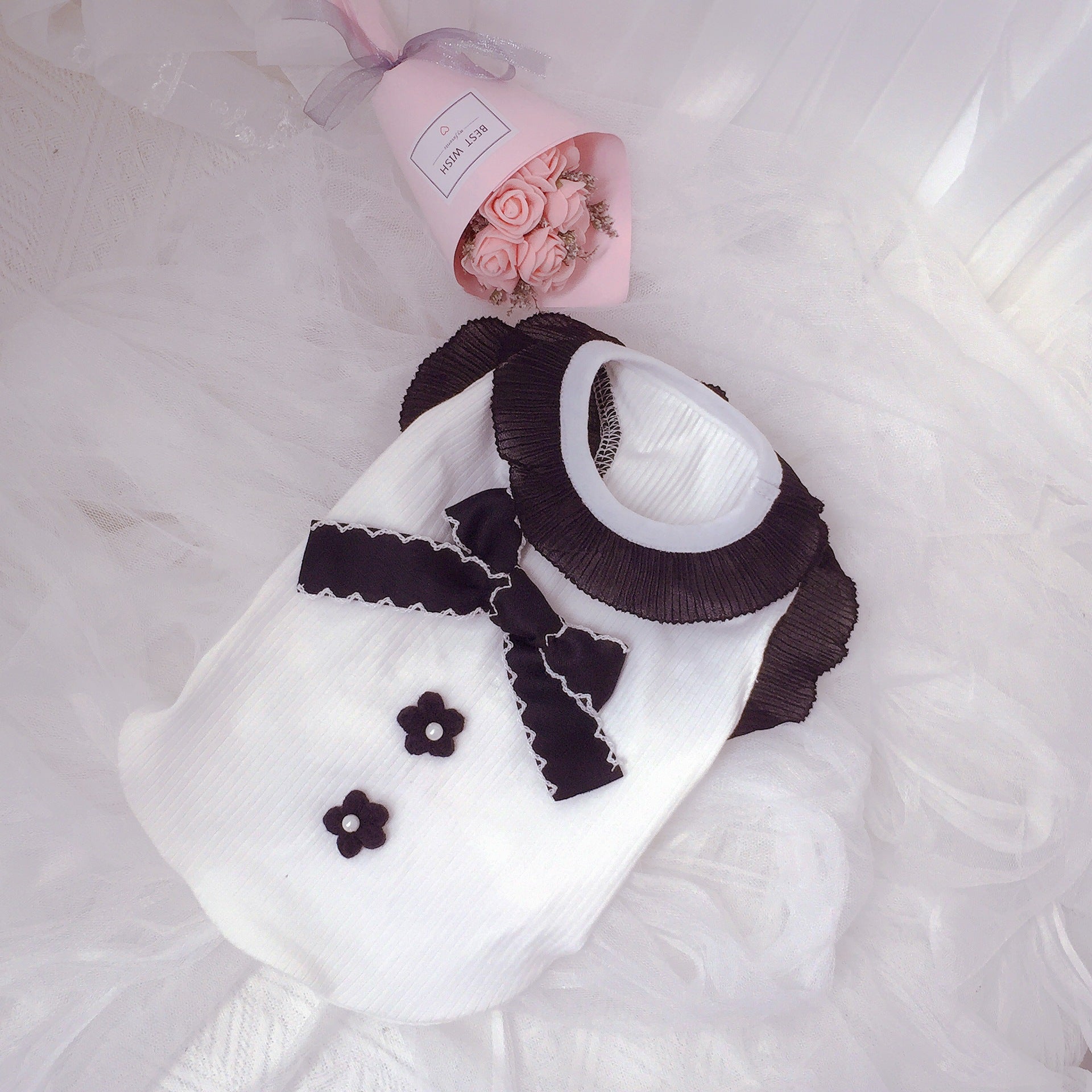 Pet Dog Clothes Bow Black And White Vest | Luxury Home Accessories | Heulog Glow