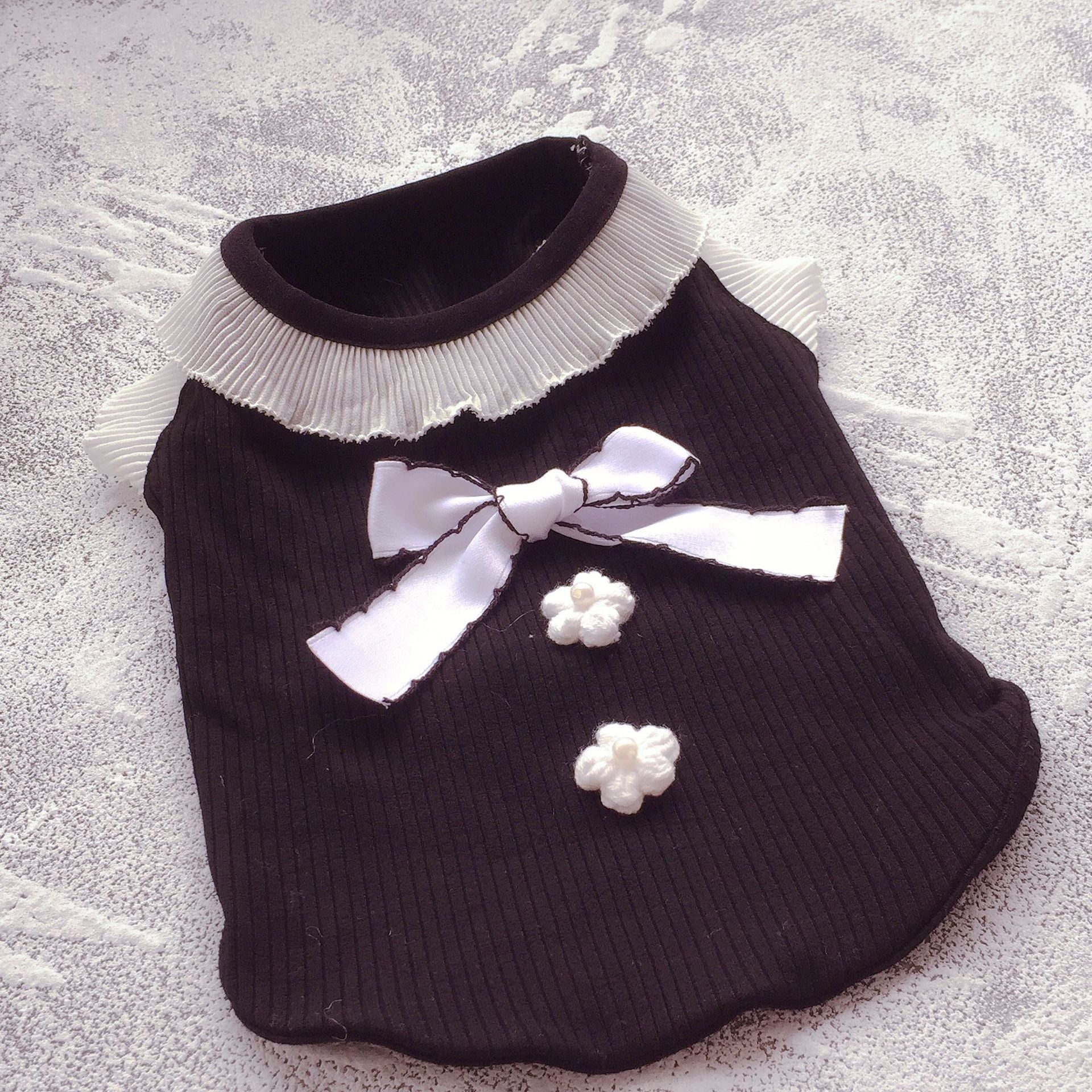 Pet Dog Clothes Bow Black And White Vest | Luxury Home Accessories | Heulog Glow