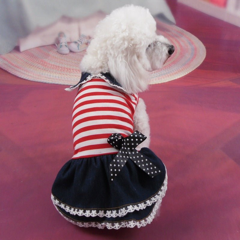 Pet Dog Skirt Bow Cat Clothes Springsummer Color Stripes | Luxury Home Accessories | Heulog Glow