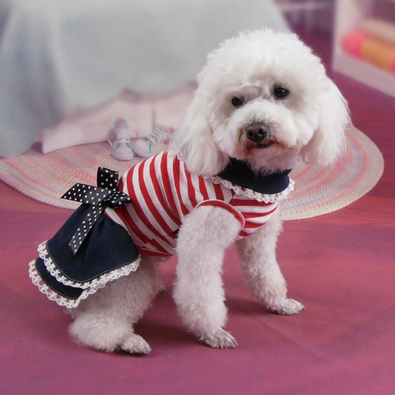 Pet Dog Skirt Bow Cat Clothes Springsummer Color Stripes | Luxury Home Accessories | Heulog Glow