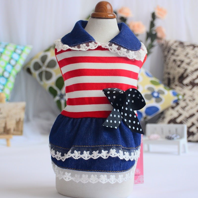 Pet Dog Skirt Bow Cat Clothes Springsummer Color Stripes | Luxury Home Accessories | Heulog Glow