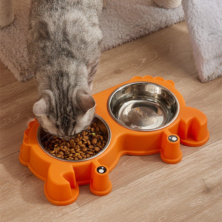 Pet Double Bowl Cat Bowl Removable Stainless Steel | Luxury Home Accessories | Heulog Glow