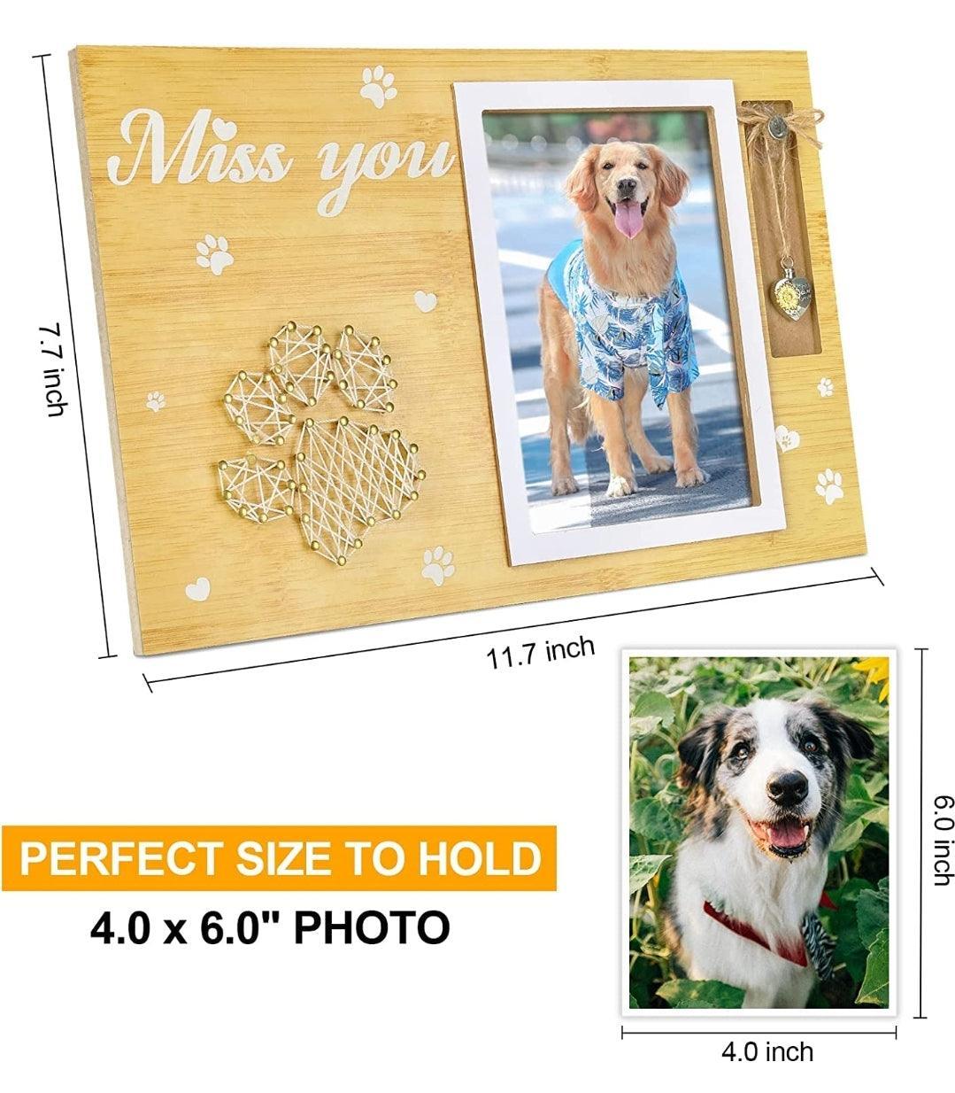 Pet Memorial Photo Frame with Pendant - Wooden Paw Print | Luxury Home Accessories | Heulog Glow