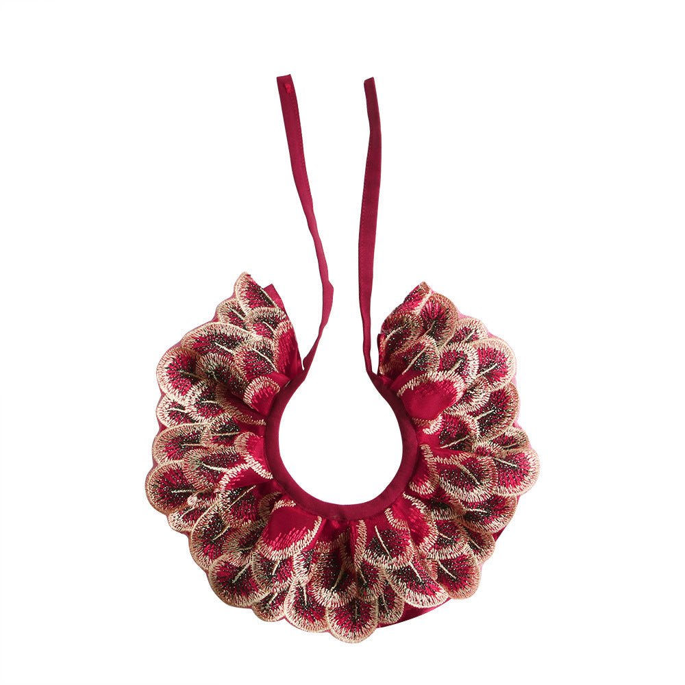 Pet Peacock Feather Lace Embroidered Lace Scarf | Luxury Home Accessories | Heulog Glow