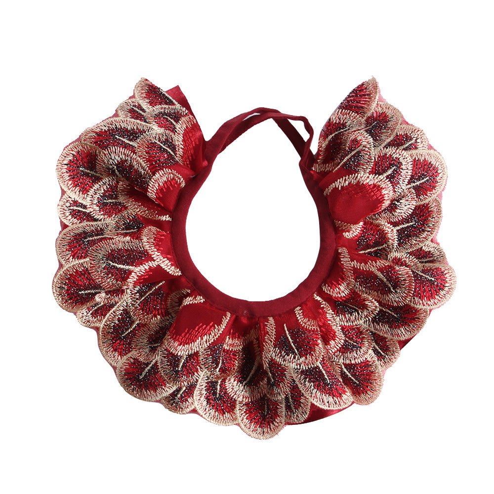 Pet Peacock Feather Lace Embroidered Lace Scarf | Luxury Home Accessories | Heulog Glow