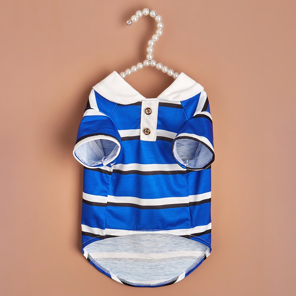 Pet POLO Shirt Blue And White Striped Dog Clothes | Luxury Home Accessories | Heulog Glow