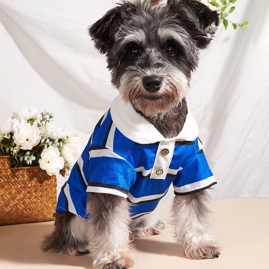 Pet POLO Shirt Blue And White Striped Dog Clothes | Luxury Home Accessories | Heulog Glow