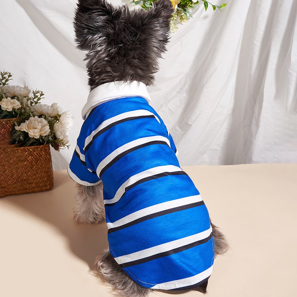 Pet POLO Shirt Blue And White Striped Dog Clothes | Luxury Home Accessories | Heulog Glow
