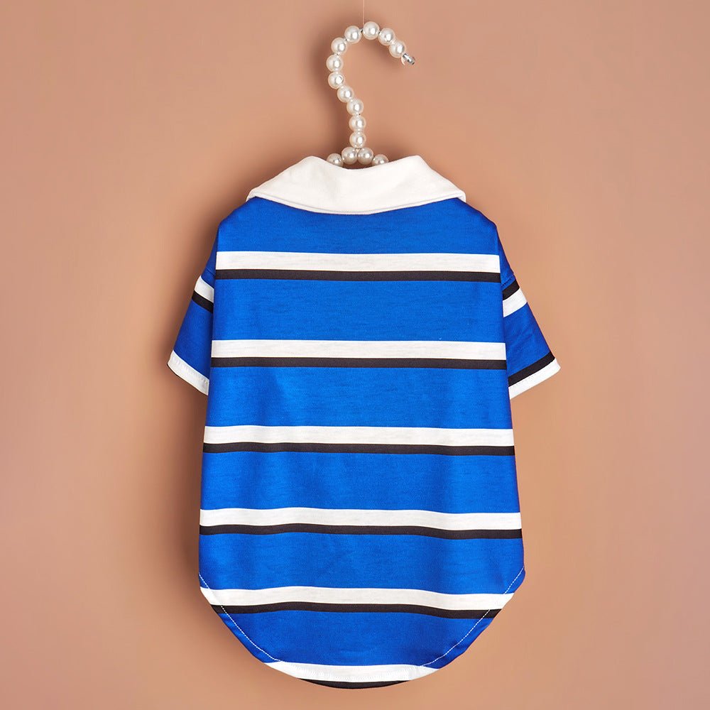 Pet POLO Shirt Blue And White Striped Dog Clothes | Luxury Home Accessories | Heulog Glow
