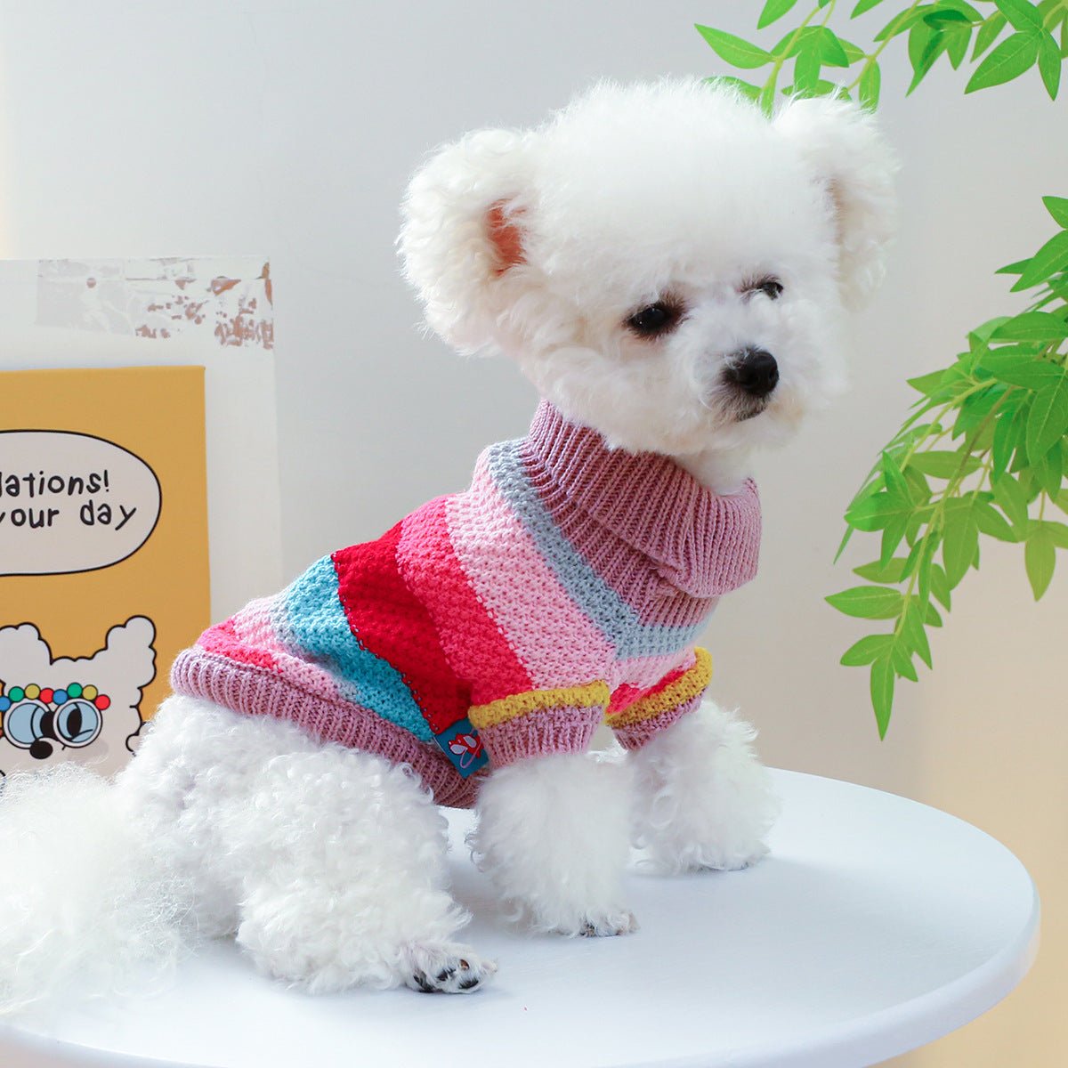 Pet Ring Comfortable Color Stripes Colorful Sweater | Luxury Home Accessories | Heulog Glow