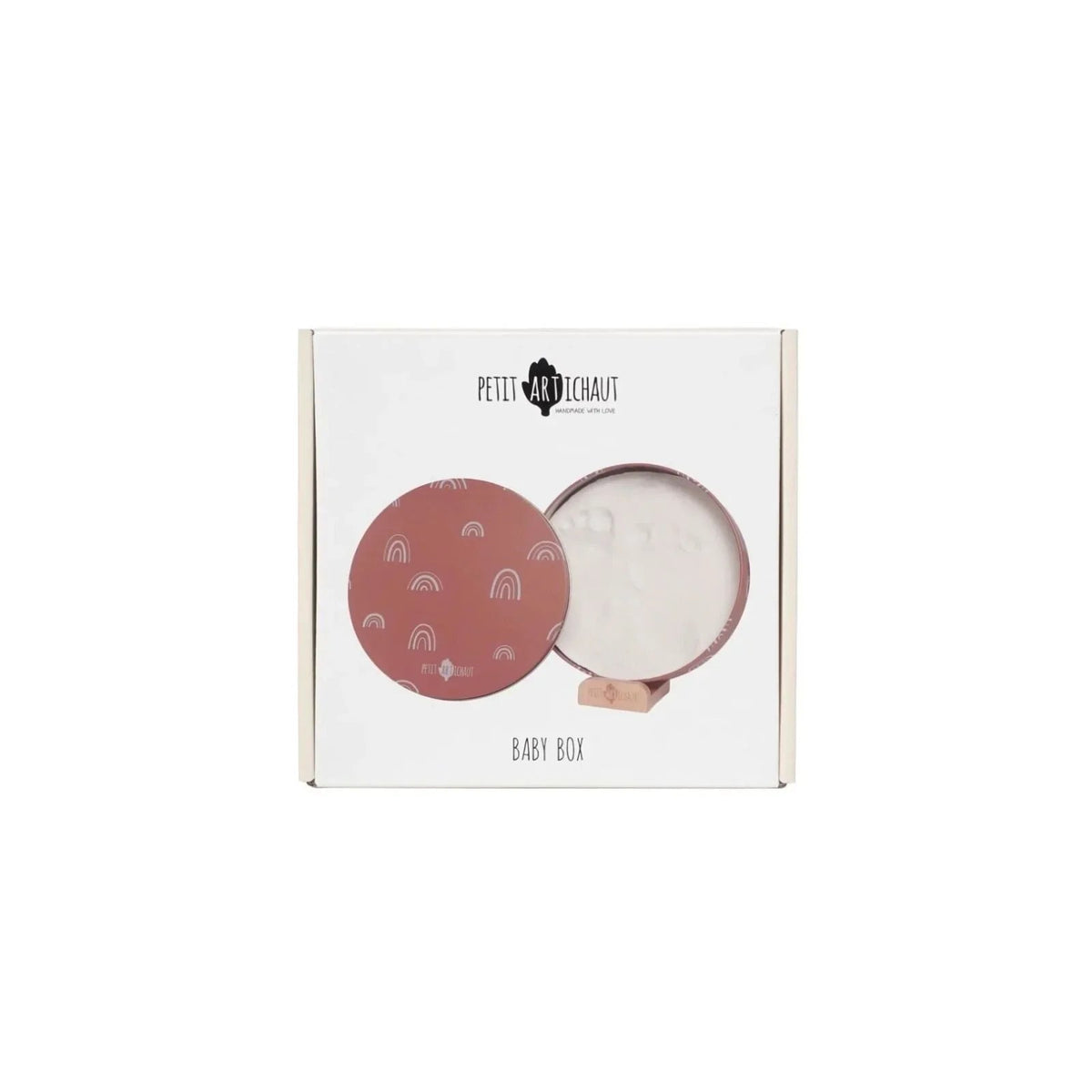 Petit Artichaut Baby Hand & Foot Imprints Round Box - Rainbow Terracotta | Luxury Home Accessories | Heulog Glow