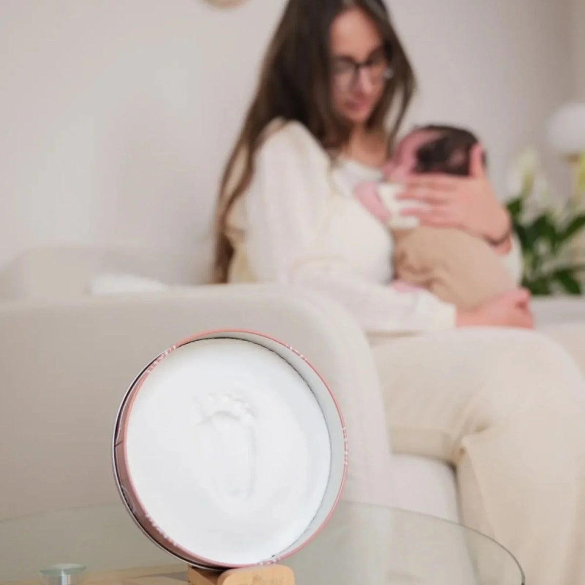 Petit Artichaut Baby Hand & Foot Imprints Round Box - Rainbow Terracotta | Luxury Home Accessories | Heulog Glow