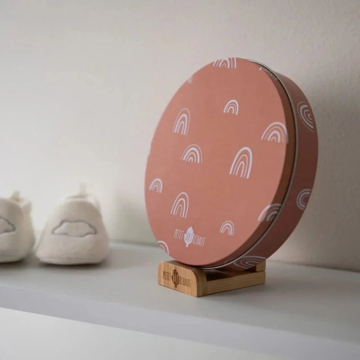 Petit Artichaut Baby Hand & Foot Imprints Round Box - Rainbow Terracotta | Luxury Home Accessories | Heulog Glow
