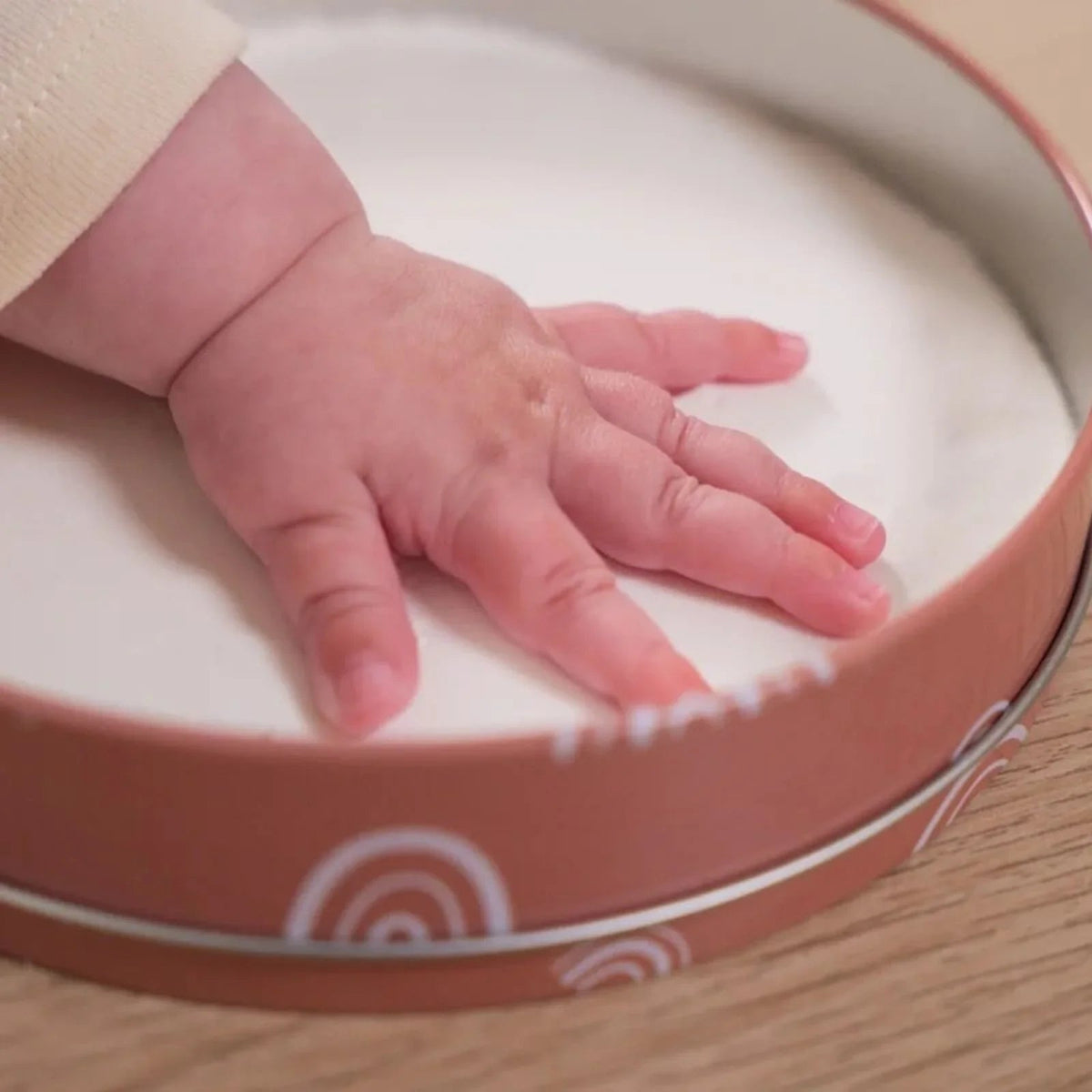 Petit Artichaut Baby Hand & Foot Imprints Round Box - Rainbow Terracotta | Luxury Home Accessories | Heulog Glow