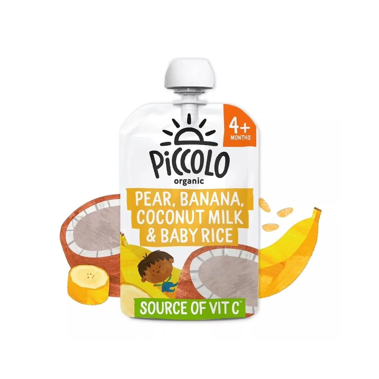 Piccolo Organic Pear Banana Coconut Milk & Baby Rice 4+ months 100g | Luxury Home Accessories | Heulog Glow