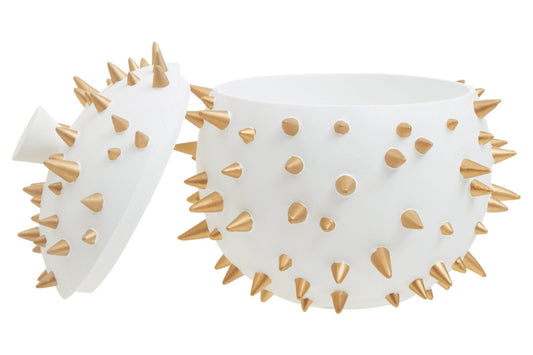 Picos White and Gold Spikes Small Box | Luxury Home Accessories | Heulog Glow