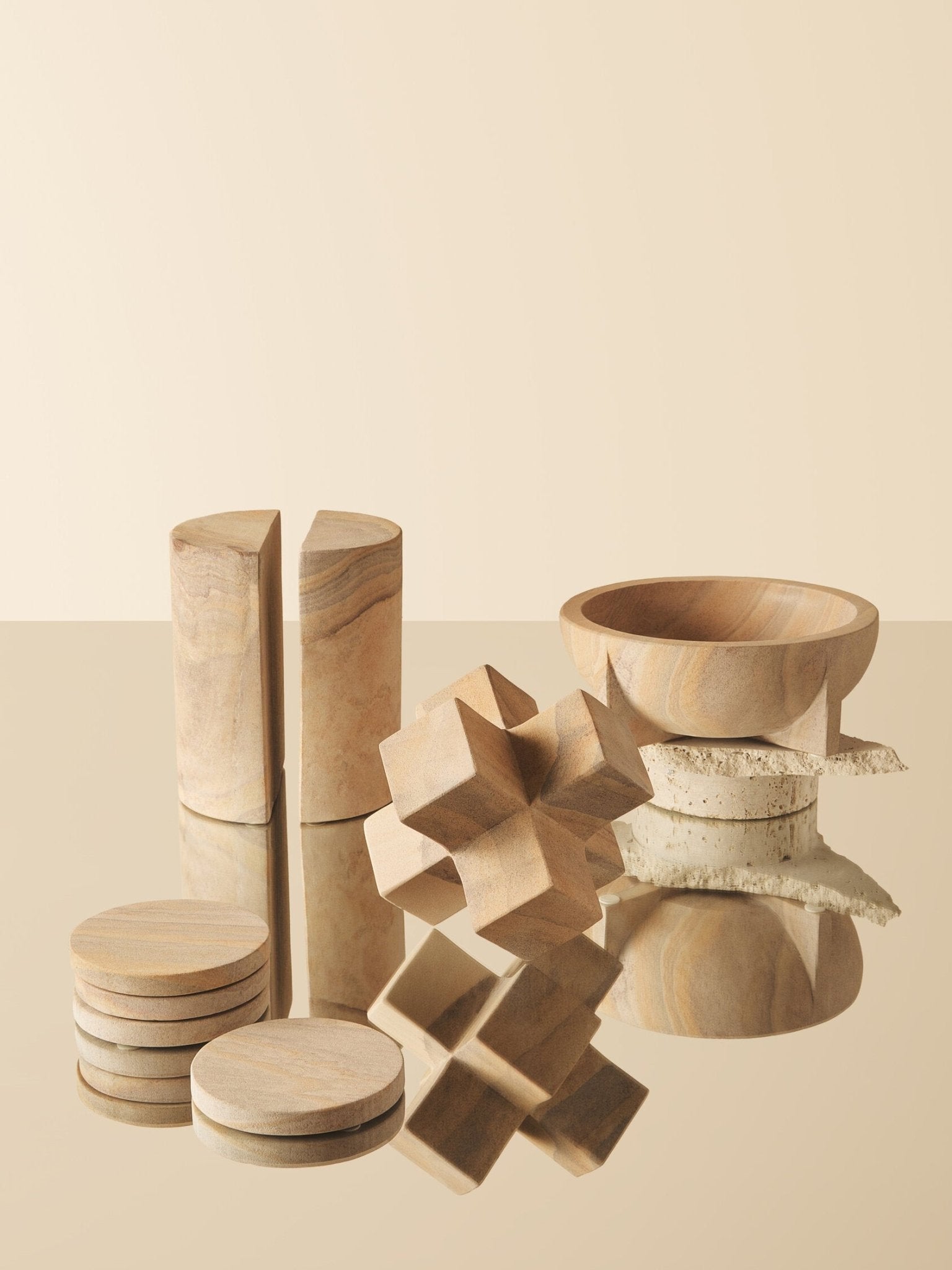 Pietra Rainbow Sandstone Pedestal Bowl | Luxury Home Accessories | Heulog Glow