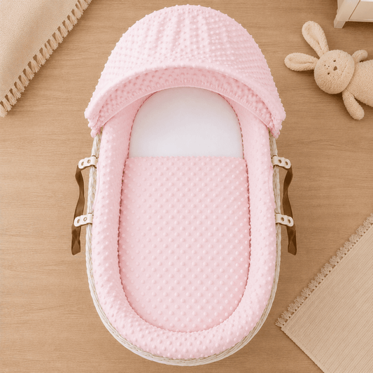 Pink Dimple Moses Basket Bedding Set (Basket Not Included!) | Luxury Home Accessories | Heulog Glow
