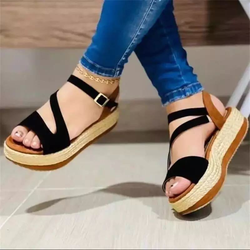 Platform Sandals Hollow Buckle Women's Shoes | Luxury Home Accessories | Heulog Glow