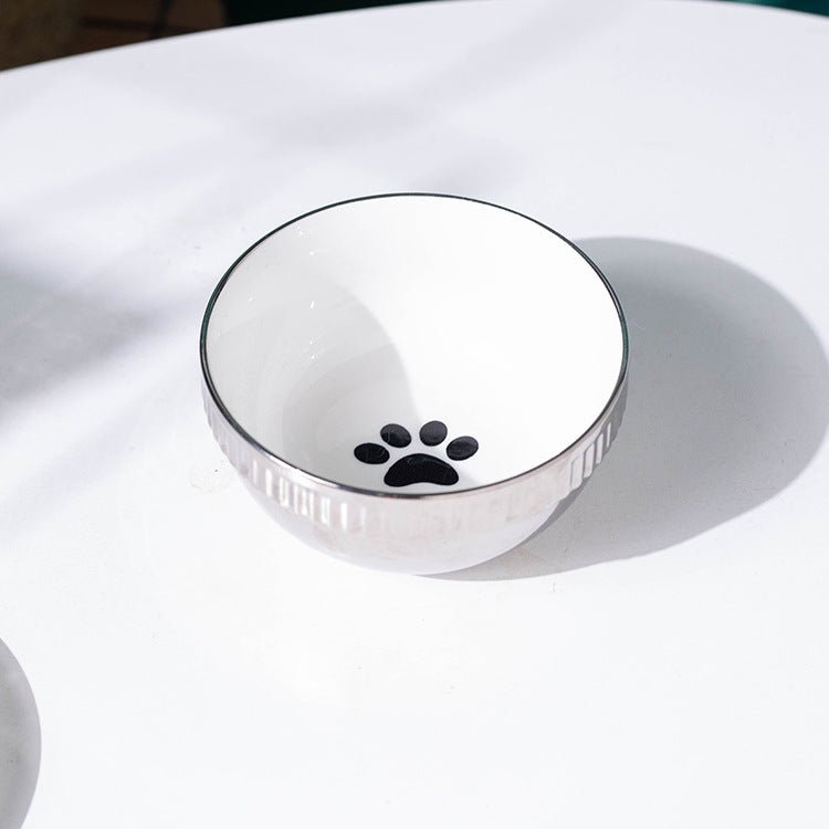 Plating Ceramic Anti Overturning Oblique Mouth Small Dog Bowl | Luxury Home Accessories | Heulog Glow