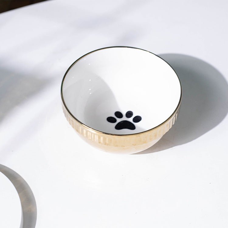 Plating Ceramic Anti Overturning Oblique Mouth Small Dog Bowl | Luxury Home Accessories | Heulog Glow