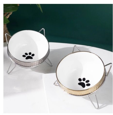 Plating Ceramic Anti Overturning Oblique Mouth Small Dog Bowl | Luxury Home Accessories | Heulog Glow