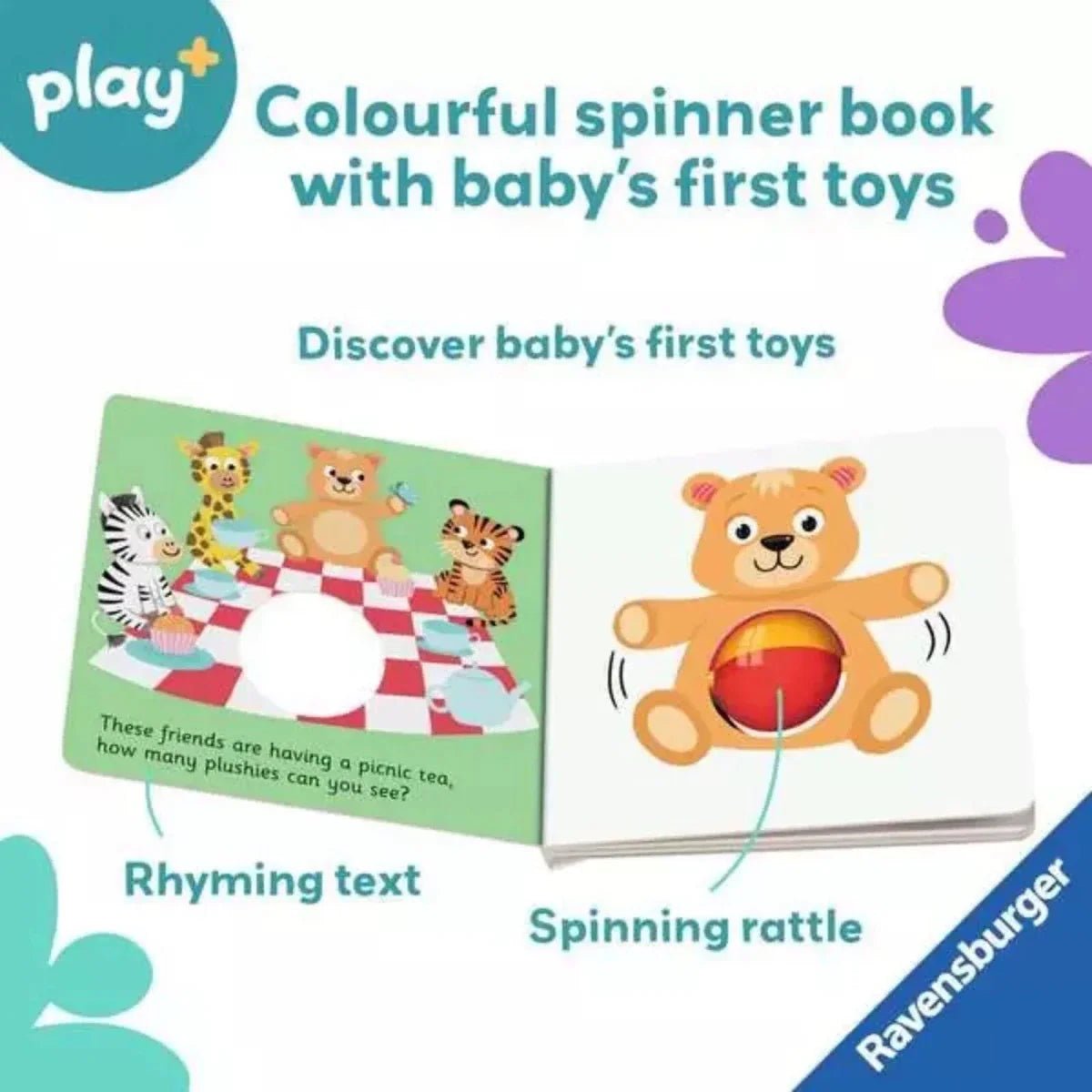 Play+ Ready Steady Shake Rattle Book - First Toy | Luxury Home Accessories | Heulog Glow