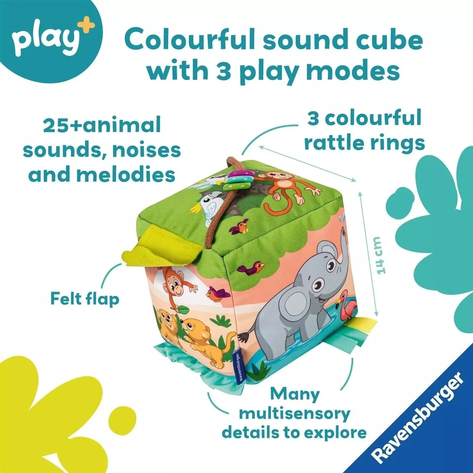 Play+ Roll & Play Sound Cube Wild Animals | Luxury Home Accessories | Heulog Glow