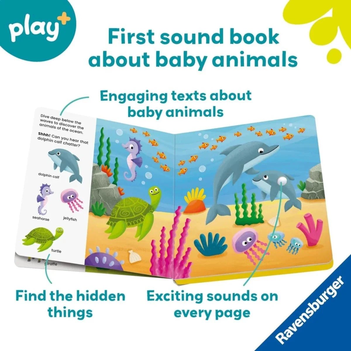 Play+ Shh... Who's there? Baby Animals Book with Sounds | Luxury Home Accessories | Heulog Glow