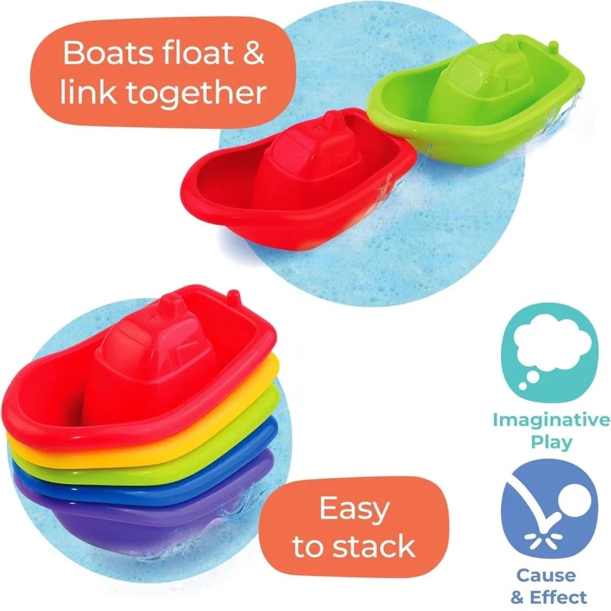 Play Tots Bath Stacking Boats | Luxury Home Accessories | Heulog Glow