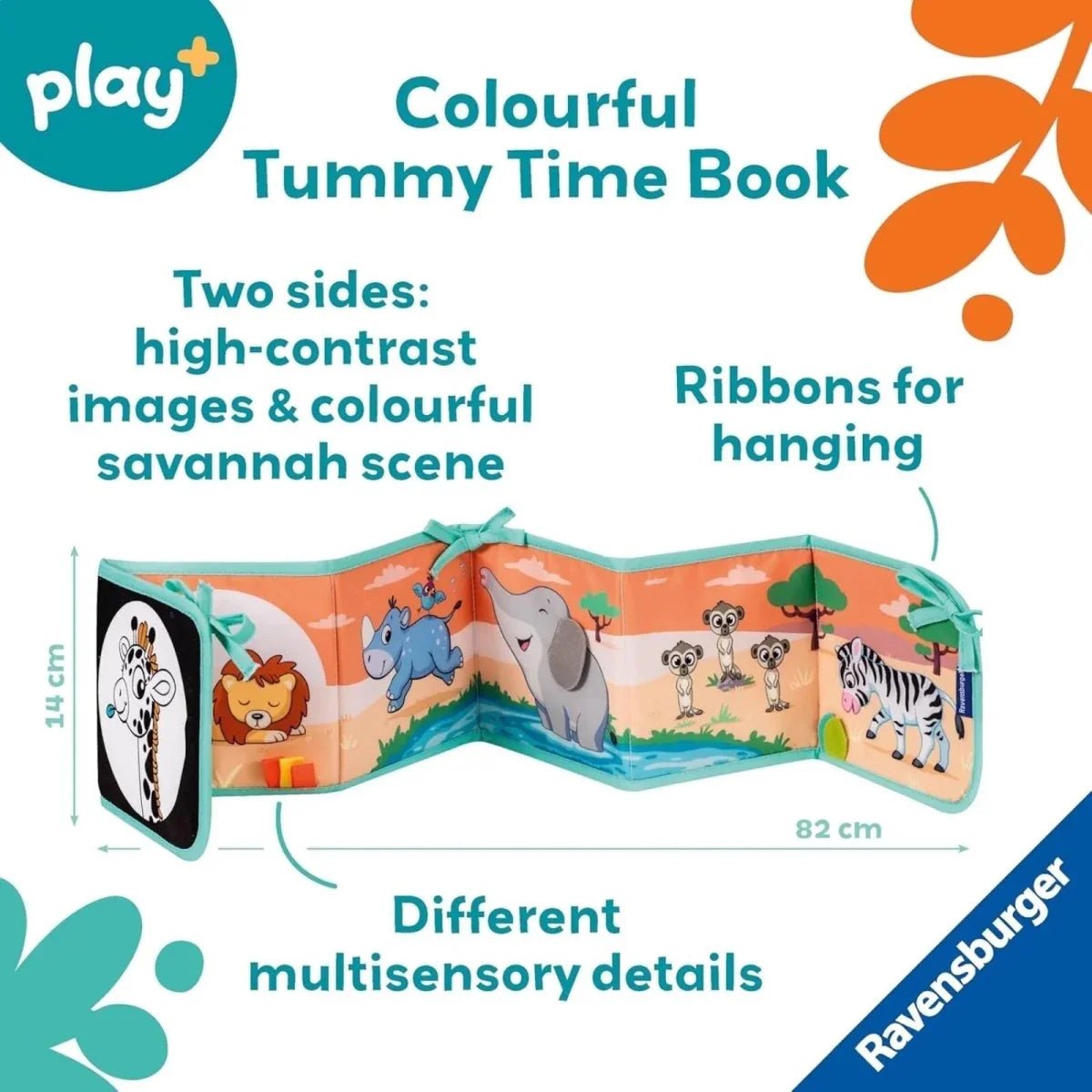 Play+ Tummy Time Wild Animals Book | Luxury Home Accessories | Heulog Glow