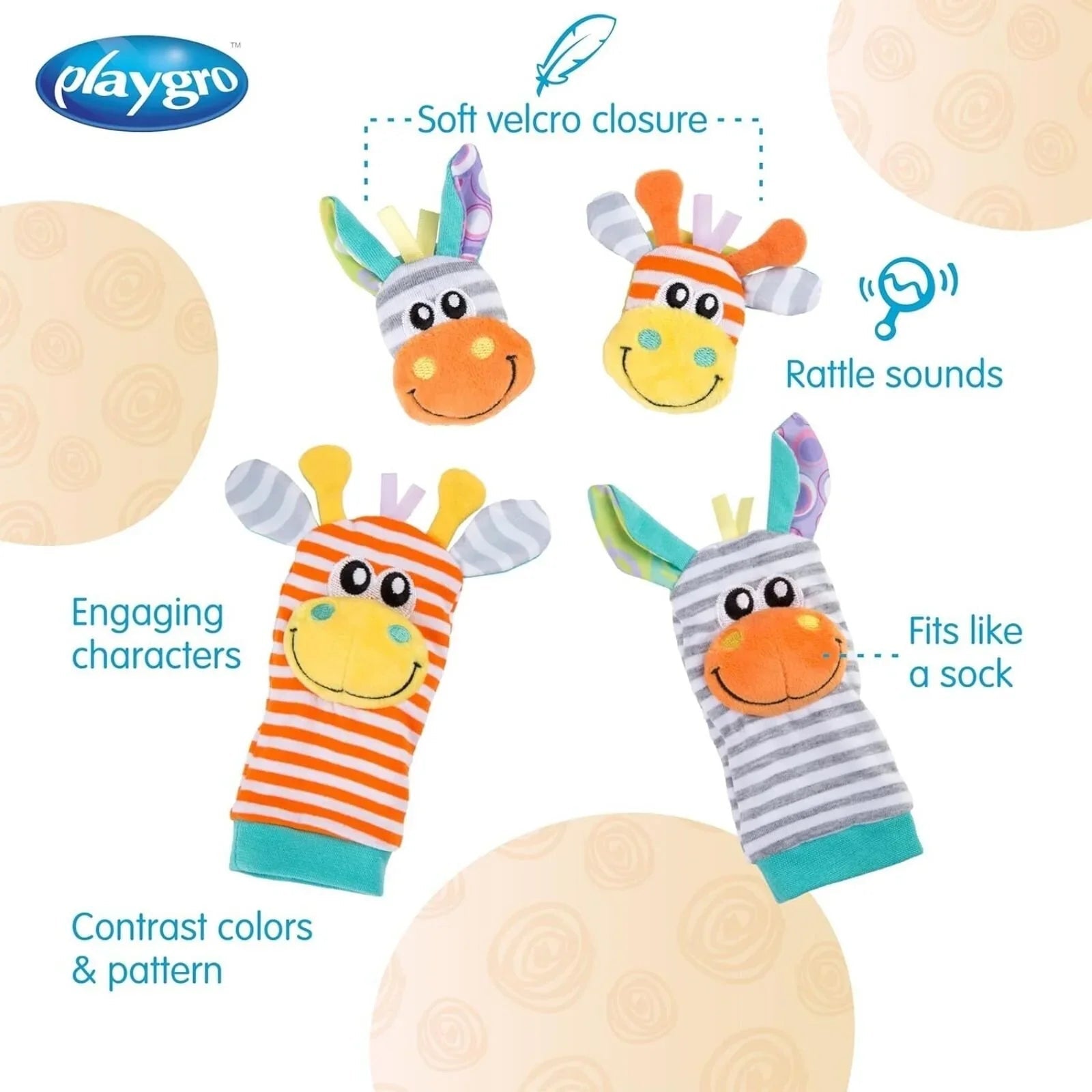 Playgro Jungle Wrist Rattle & Foot Finder | Luxury Home Accessories | Heulog Glow