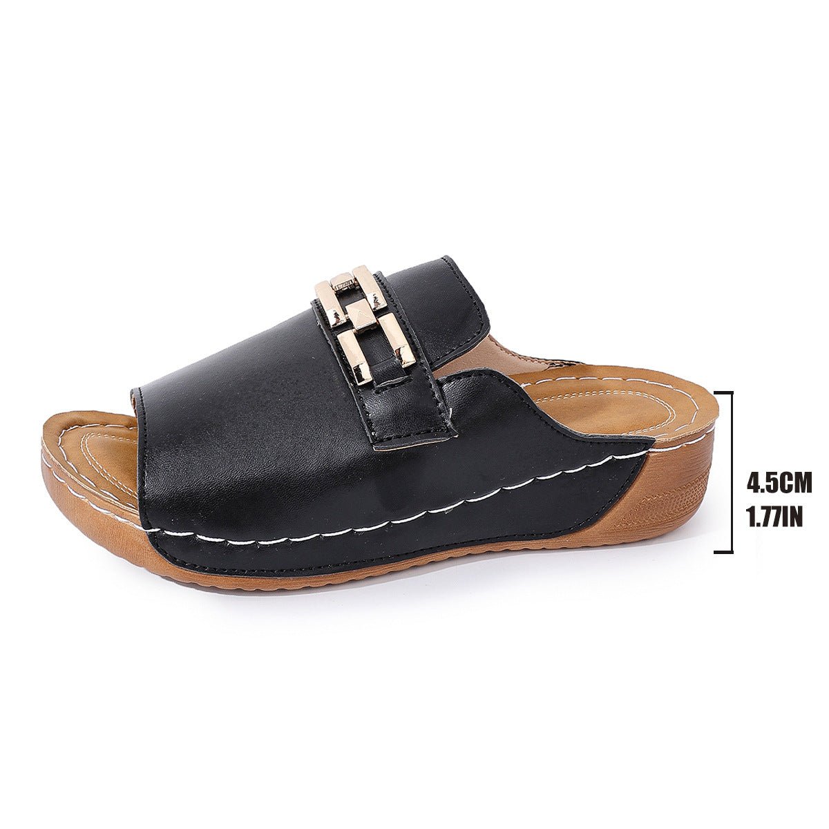 Plus Size Peep Toe Slippers With Metal Accessories | Luxury Home Accessories | Heulog Glow