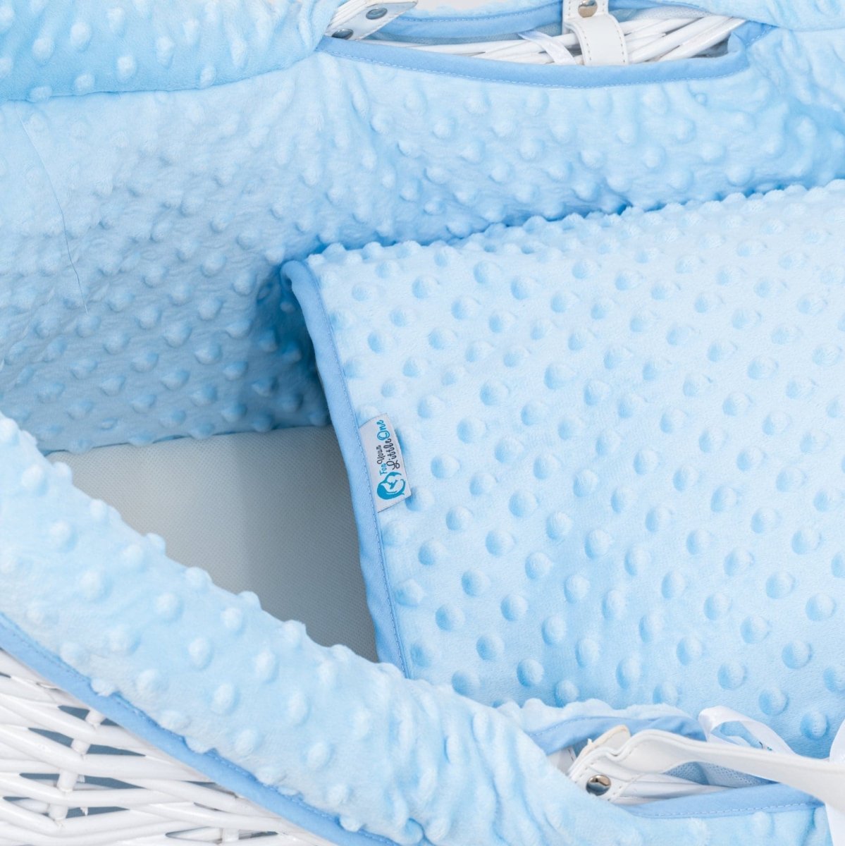 Pod Blue Dimple Moses Basket Bedding Set (Basket Not Included!) | Luxury Home Accessories | Heulog Glow
