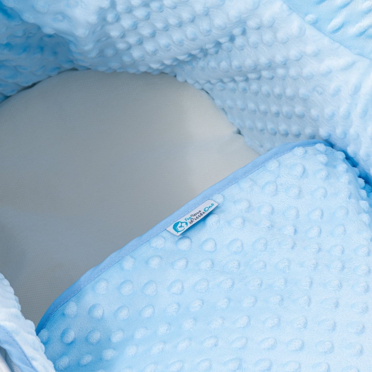 Pod Blue Dimple Moses Basket Bedding Set (Basket Not Included!) | Luxury Home Accessories | Heulog Glow